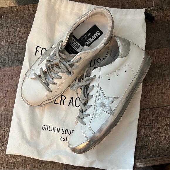 Golden Goose super-star sneakers in white & silver - Picture 3 of 7